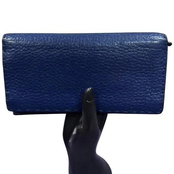 Fendi Handbags - RARE FENDI Selleria 2 Tone Leather Bi Fold Long Wallet Blue / w Black interior